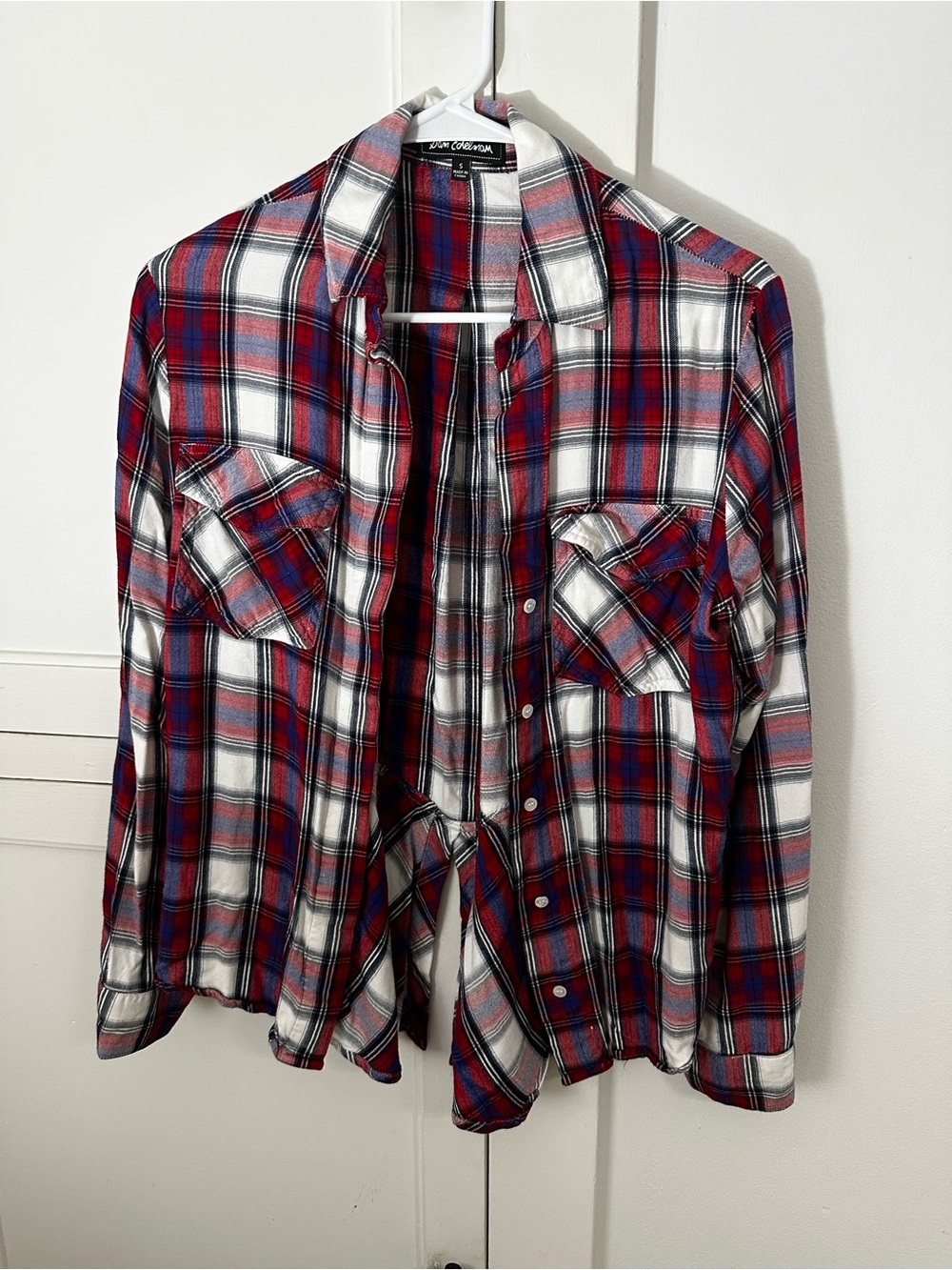 Sam Edelman Red, Blue & White Plaid Shirt